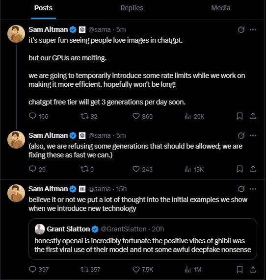 OpenAI的CEO Sam Altman：暂时针对 #ChatGPT 图像增添限制