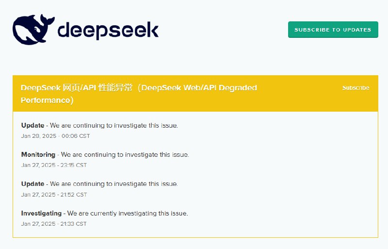 【DeepSeek：近期DeepSeek线上服务受到大规模恶意攻击】DeepSeek：近期DeepSeek线上服务受到大规模恶意攻击，为持续提供服务，暂时限制了+86手机号以外的注册方式，已注册用户可以正常登录，感谢理解和支持